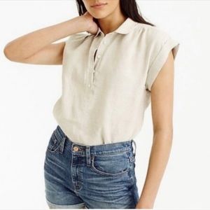 J. Crew Linen Short Sleeve Top In Oatmeal